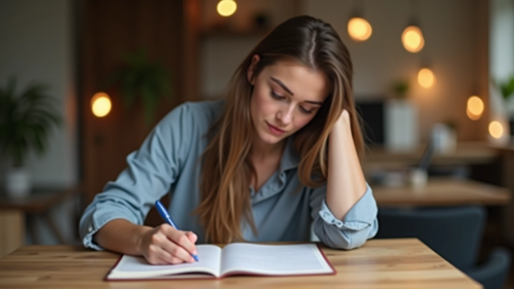 Person sitzt mit Notizbuch und Stift, schreibt ihre Gedanken und Gefühle auf