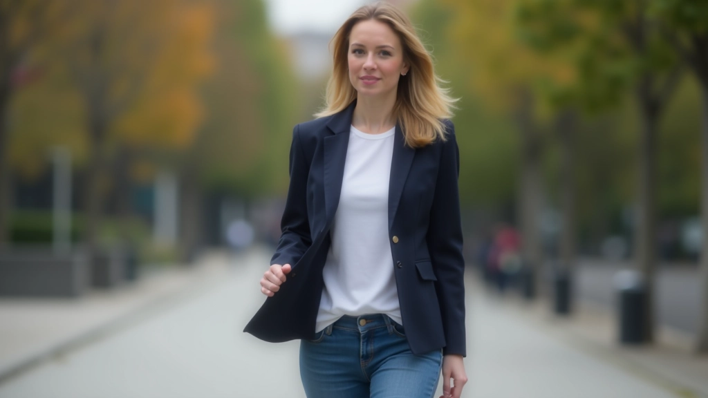 Person mit selbstbewusster Körperhaltung geht zielstrebig voran, natürliche Beleuchtung im Außenbereich