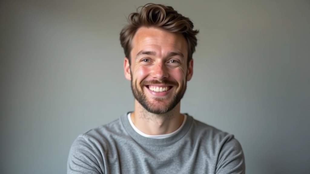 Person schaut nach vorne mit konzentriertem Blick, Porträt in natürlicher Beleuchtung